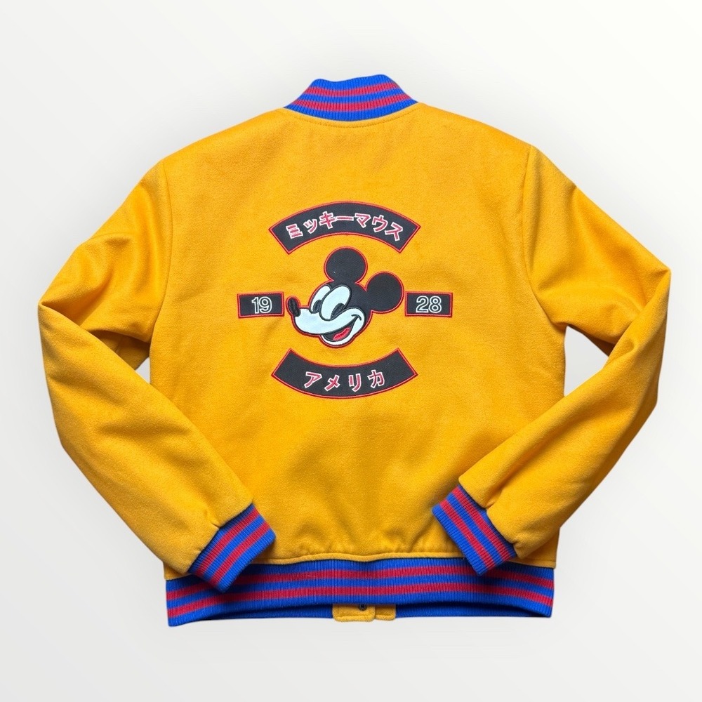Disney x Forever 21 Mickey Mouse Varsity Jacket Yellow Japanese Patch Small